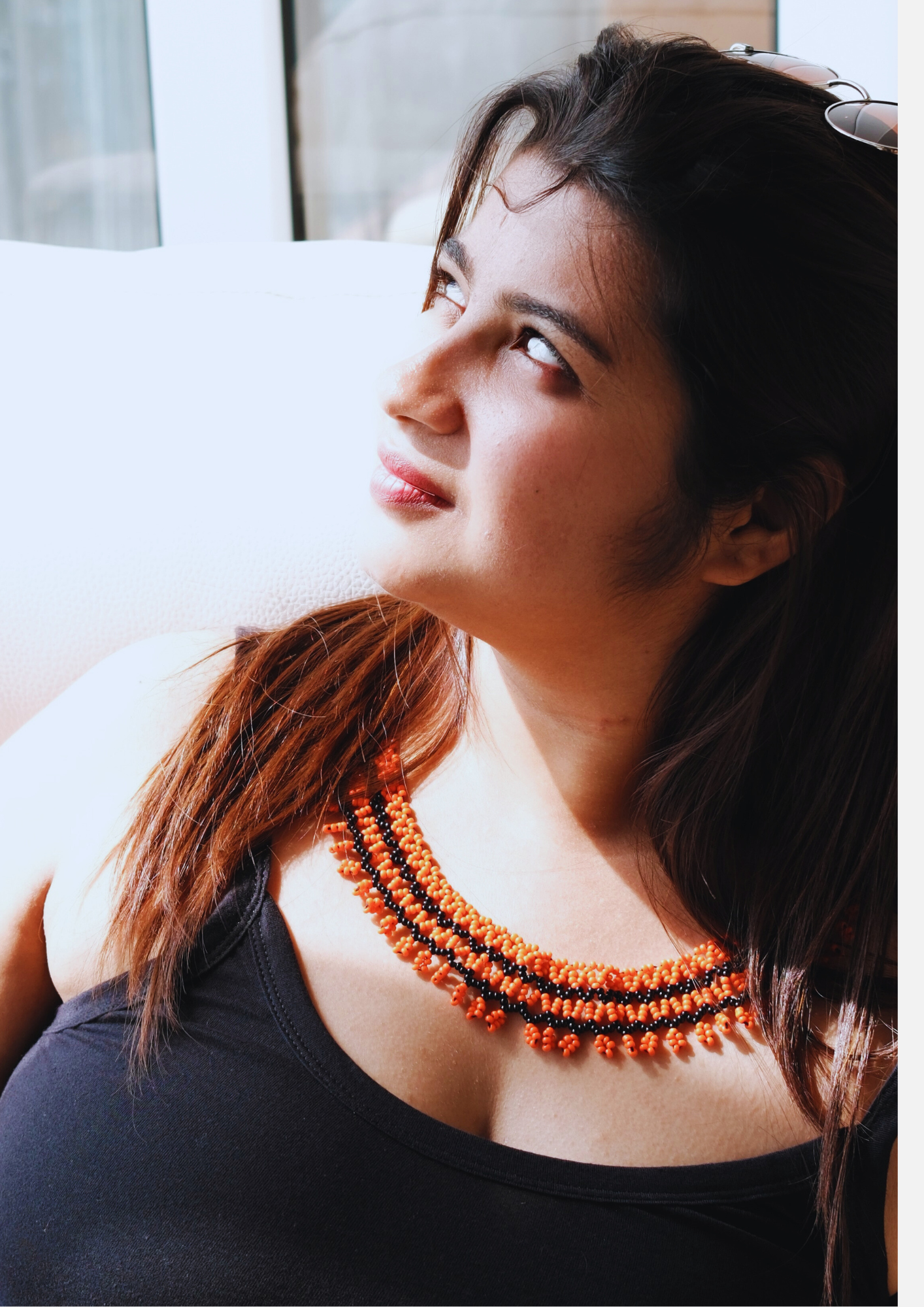 Ember Circle - Black and Orange Round Necklace