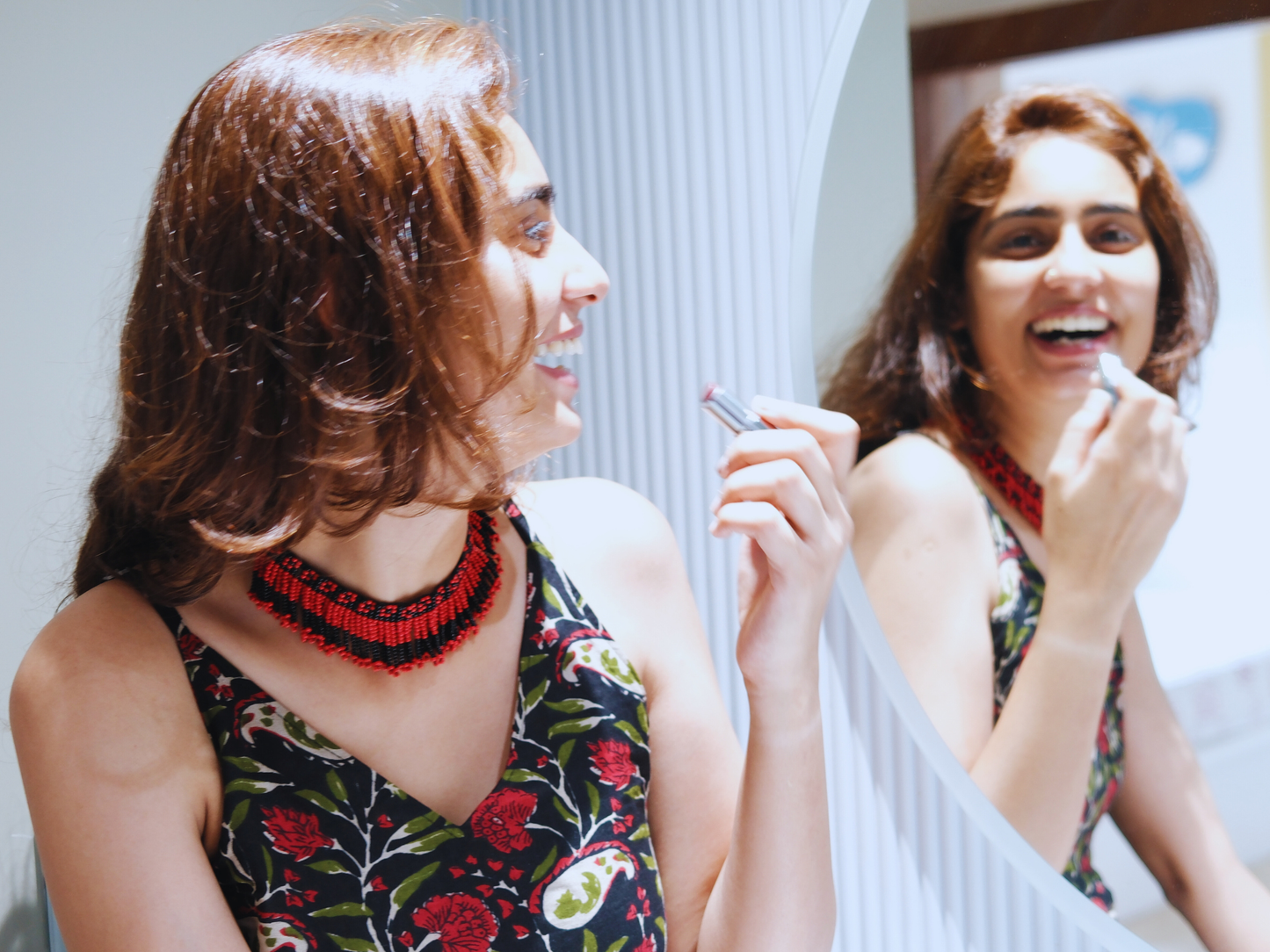 Crimson Orbit - Black and Red Round Necklace