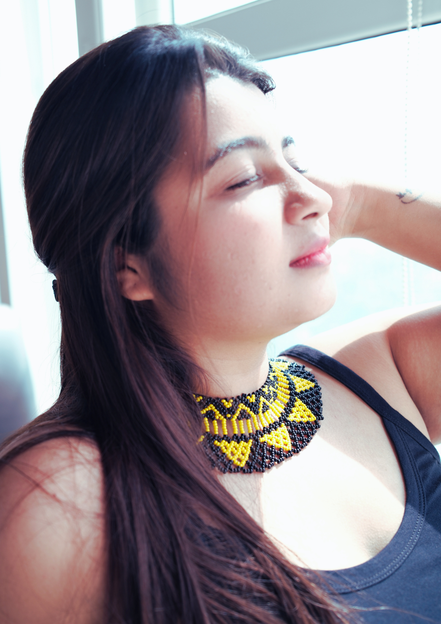 Sunflare Choker - Black and Yellow Triangular Choker Necklace