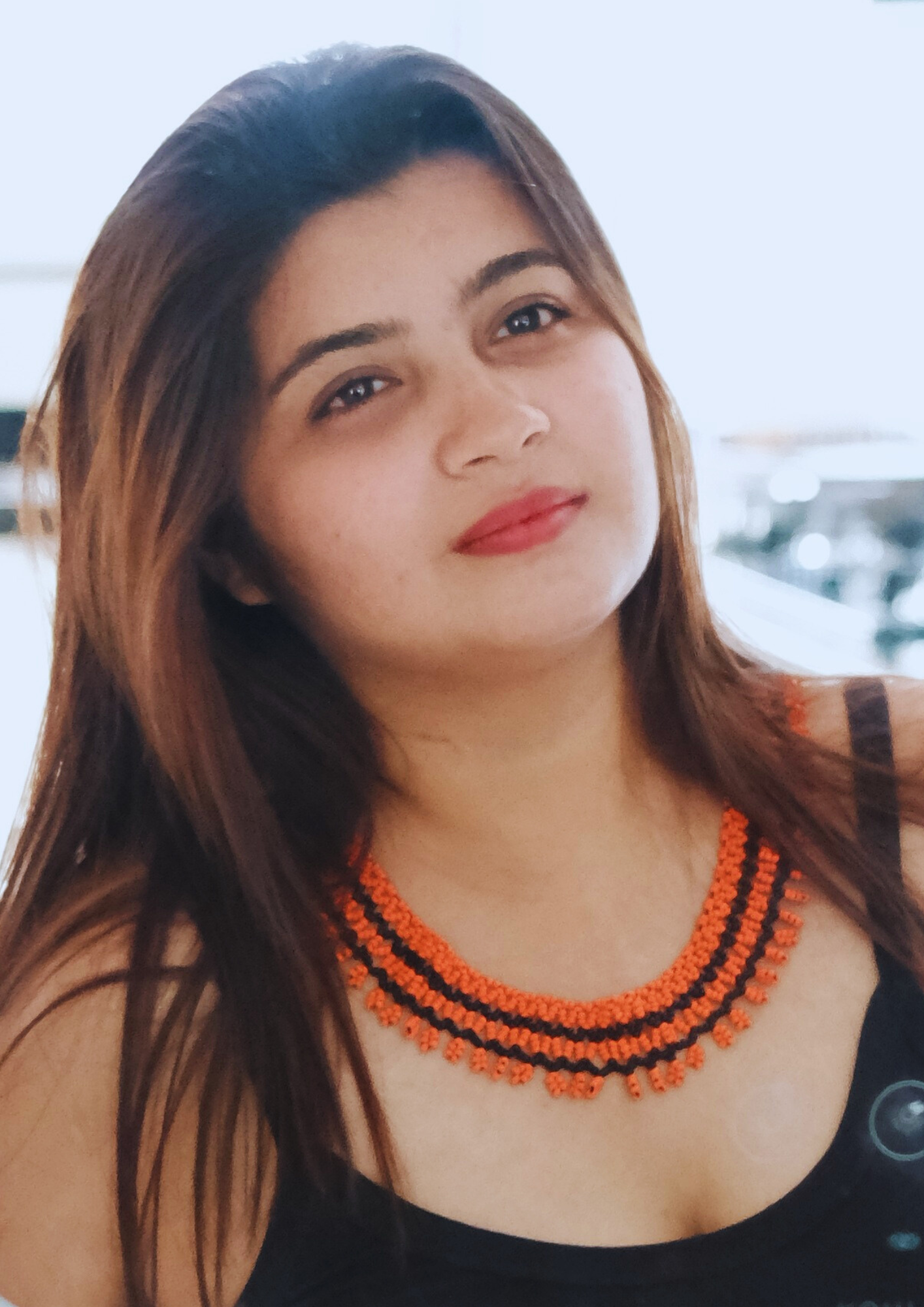 Ember Circle - Black and Orange Round Necklace