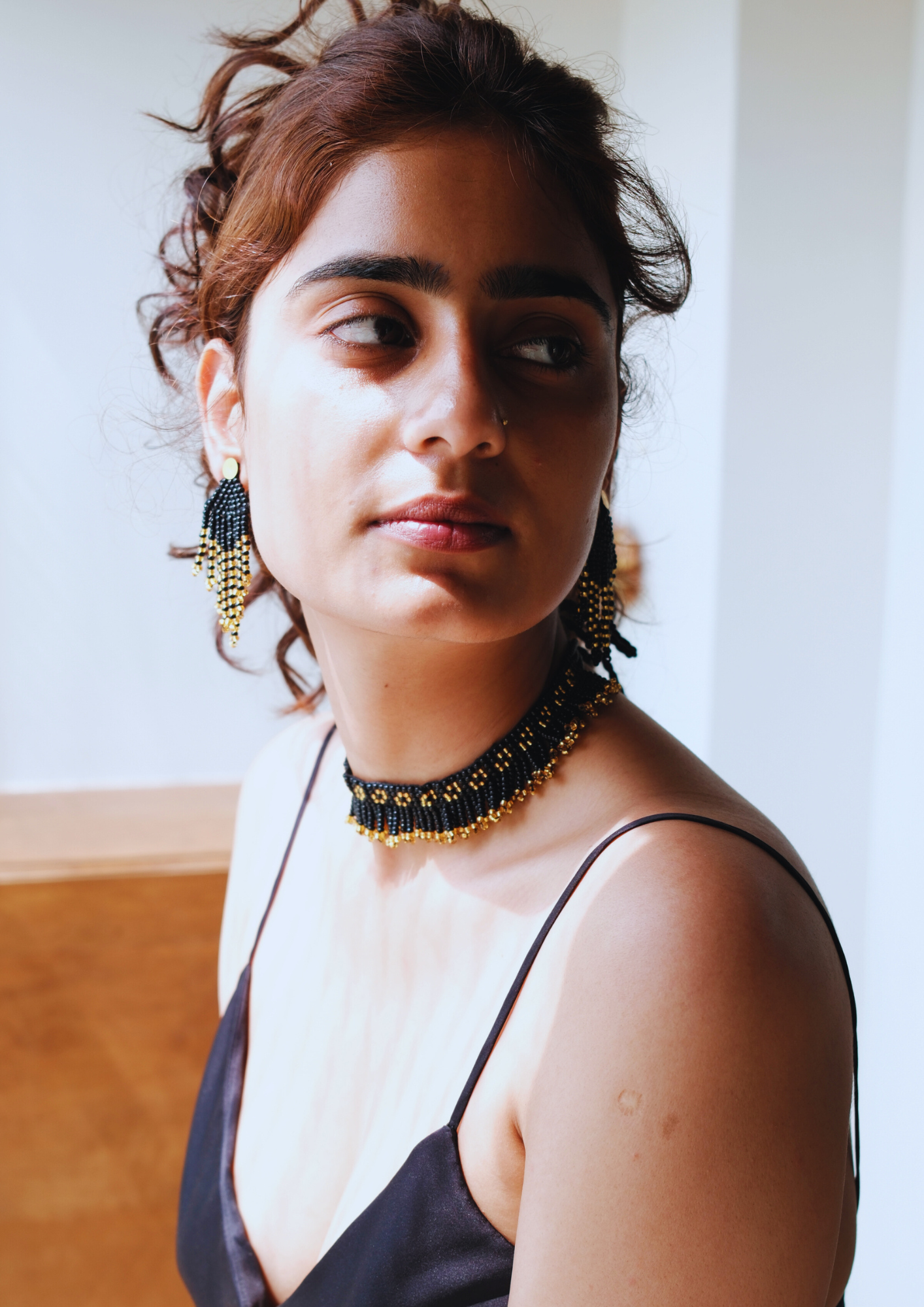 Golden Eclipse - Black and Gold Earrings & Necklace