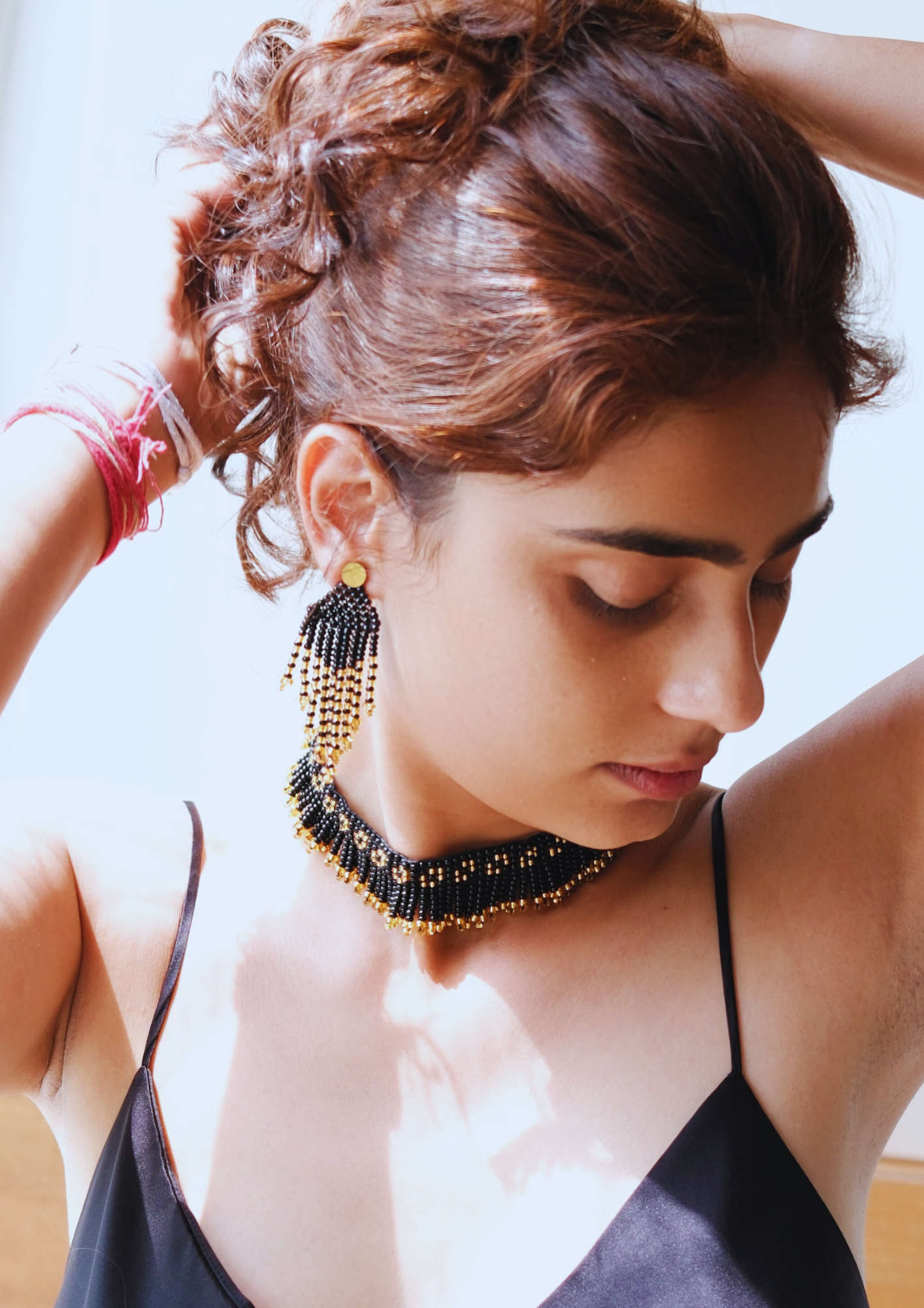 Golden Eclipse - Black and Gold Earrings & Necklace