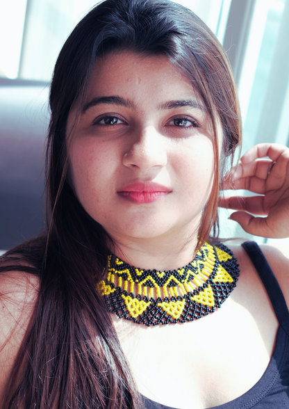 Sunflare Choker - Black and Yellow Triangular Choker Necklace